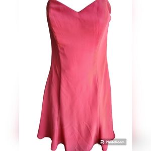 Dessy Collection Women's Red Chiffon Strapless Pleated A-Line Dress Size…